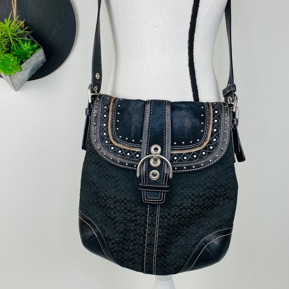 Coach Signature Crossbody Studded Messager Bag